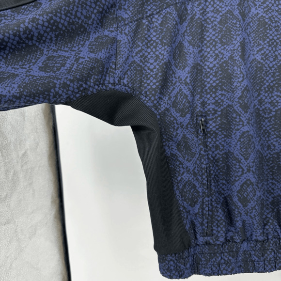 Athleta Womens M Brooklyn Track Bomber Jacket Black Blue Full Zip Athleisure - Picture 7 of 10